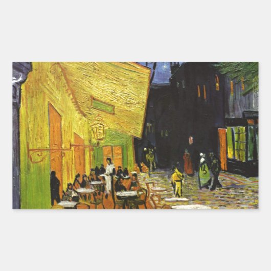 Sticker Rectangulaire Café Terrasse à Night Van Gogh (Devant)