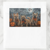 Sticker Rectangulaire Cairn Terrier Halloween Éffrayant (Sac)