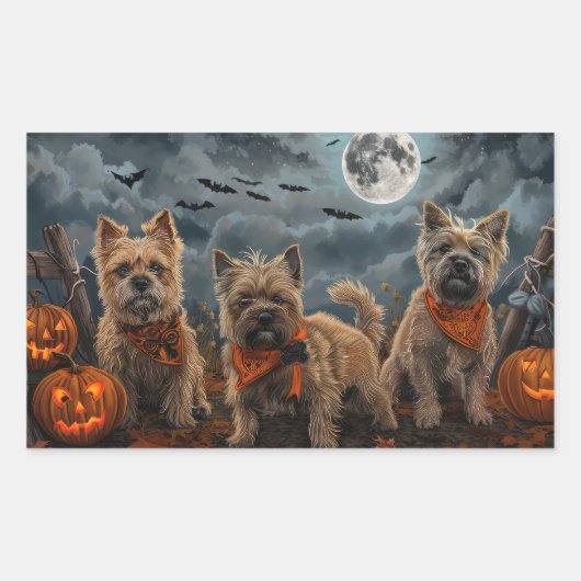 Sticker Rectangulaire Cairn Terrier Halloween Éffrayant (Devant)