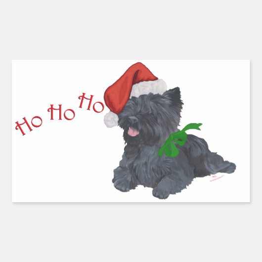 Sticker Rectangulaire Cairn Terrier Noël (Devant)