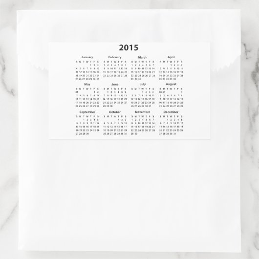 Sticker Rectangulaire Calendrier 2015 (Sac)