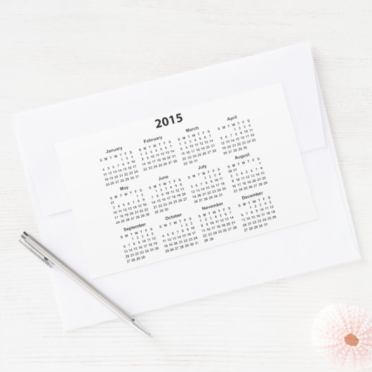 Sticker Rectangulaire Calendrier 2015 (Enveloppe)