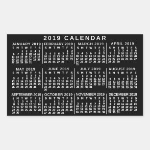 Sticker Rectangulaire Calendrier 2019 (Voir la description pour la nouve
