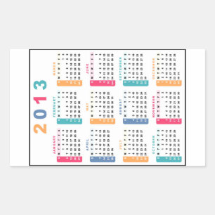 Sticker Rectangulaire Calendrier classique 2013