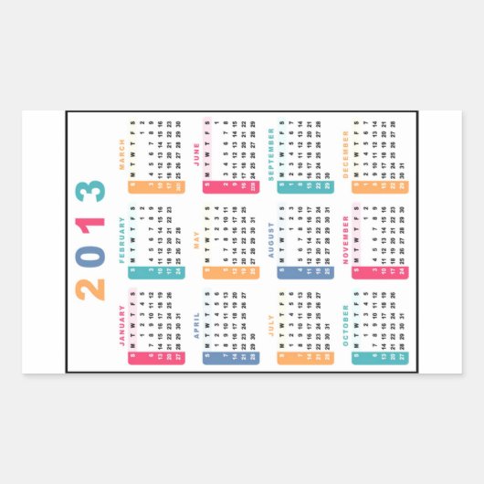 Sticker Rectangulaire Calendrier classique 2013 (Devant)