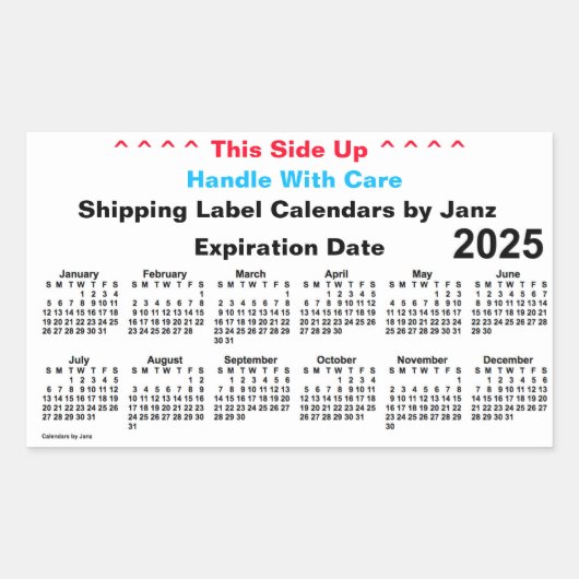 Sticker Rectangulaire Calendrier d'expédition blanc 2025 par Janz (Devant)