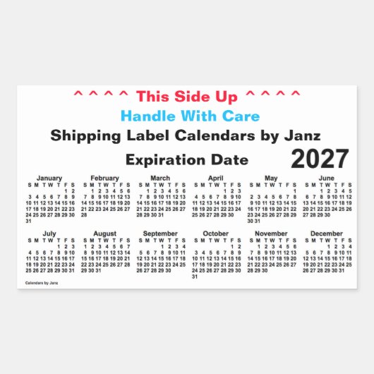Sticker Rectangulaire Calendrier d'expédition blanc 2027 par Janz (Devant)