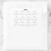 Sticker Rectangulaire Calendrier mensuel rectangulaire 2025 (Sac)