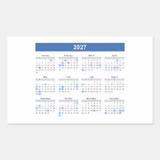 Sticker Rectangulaire Calendrier mensuel rectangulaire 2027