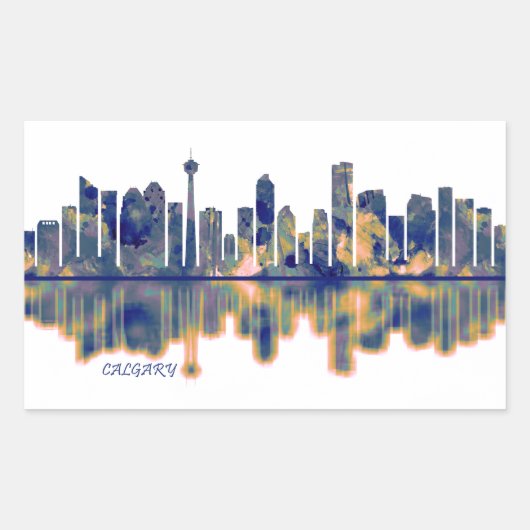Sticker Rectangulaire Calgary Skyline (Devant)