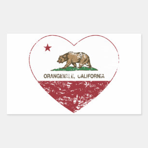 Sticker Rectangulaire californie drapeau orangevale coeur en détresse