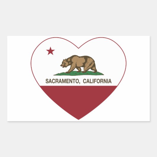 Sticker Rectangulaire californie drapeau sacramento coeur (Devant)