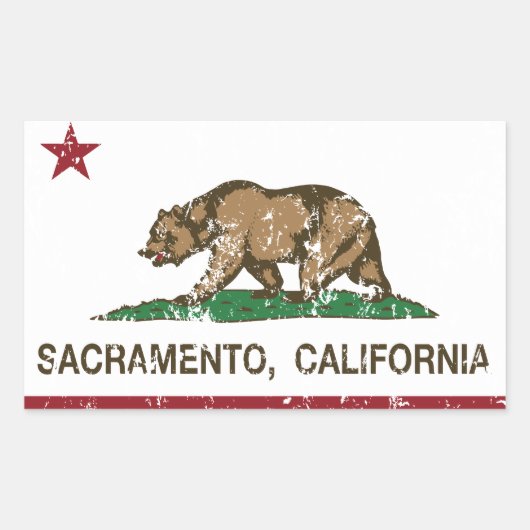 Sticker Rectangulaire californie drapeau sacramento en détresse (Devant)