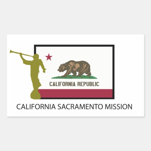 STICKER RECTANGULAIRE CALIFORNIE SACRAMENTO MISSION LDS CTR (Devant)
