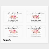 Sticker Rectangulaire Calligraphie Aquarelle artisanale Pink Floral Soap (Feuille)
