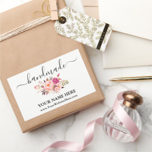 Sticker Rectangulaire Calligraphie Aquarelle artisanale Pink Floral Soap