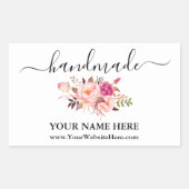 Sticker Rectangulaire Calligraphie Aquarelle artisanale Pink Floral Soap (Devant)