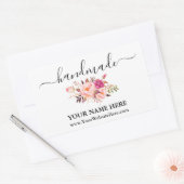 Sticker Rectangulaire Calligraphie Aquarelle artisanale Pink Floral Soap (Enveloppe)