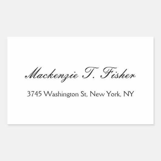 Sticker Rectangulaire Calligraphie classique Élégante Plaque blanche sim (Devant)