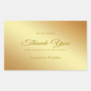 Sticker Rectangulaire Calligraphie Merci Modèle Or Élégant Haut
