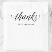 Sticker Rectangulaire Calligraphie moderne Mariage noir et blanc Merci (Sac)