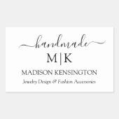 Sticker Rectangulaire Calligraphie Monogramme artisanal ou Ajouter un lo (Devant)
