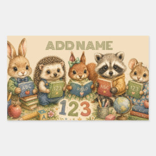Sticker Rectangulaire Camarades d'étude de la forêt : livres ABC