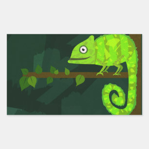 Sticker Rectangulaire Caméléon mignon vert