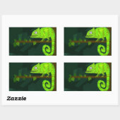 Sticker Rectangulaire Caméléon vert mignon (Feuille)