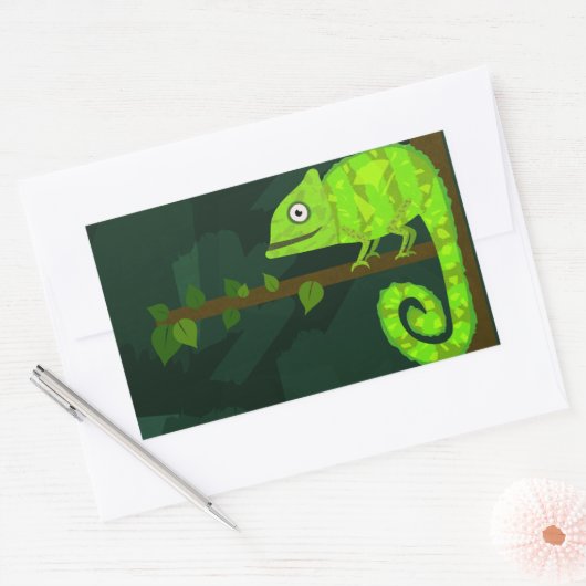 Sticker Rectangulaire Caméléon vert mignon (Enveloppe)