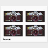 Sticker Rectangulaire Caméra manuelle vintage reflex (Feuille)