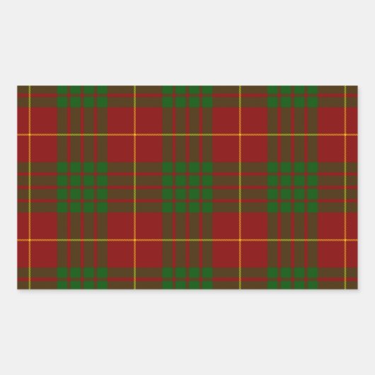 Sticker Rectangulaire Cameron tartan rouge vert plaid (Devant)