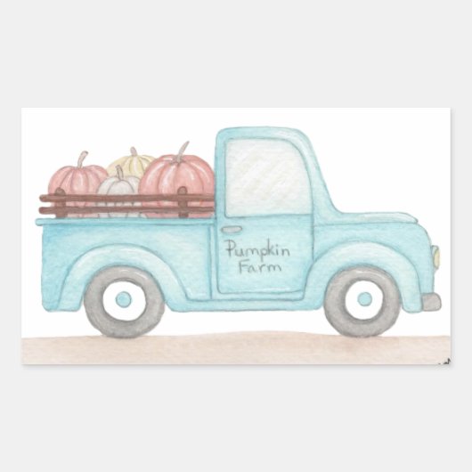 Sticker Rectangulaire Camion Citrouille Automne (Devant)
