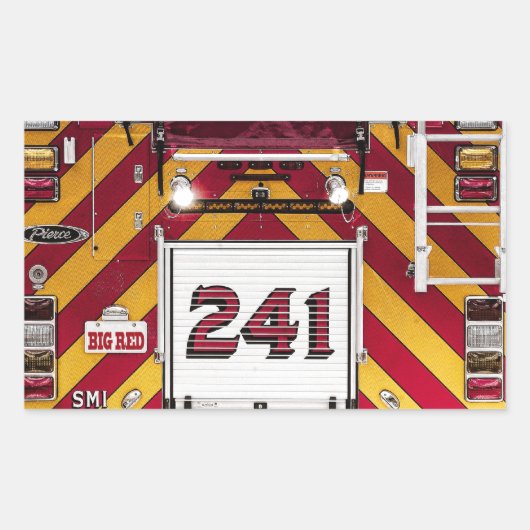 Sticker Rectangulaire Camion de feu rouge (Devant)
