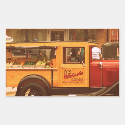 Sticker Rectangulaire Camion de Nourriture Classique (Devant)