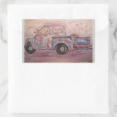 Sticker Rectangulaire camion de patine bleue antique (Sac)