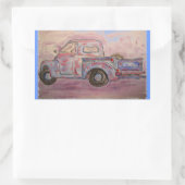 Sticker Rectangulaire camion de patine bleue antique (Sac)