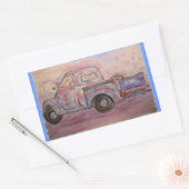 Sticker Rectangulaire camion de patine bleue antique (Enveloppe)