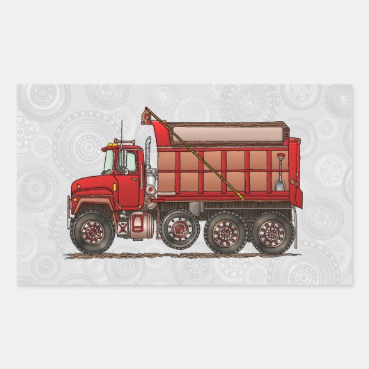 Sticker Rectangulaire Camion de vidange de gravier mignon (Devant)