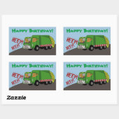 Sticker Rectangulaire Camion d'ordures d'anniversaire (Feuille)