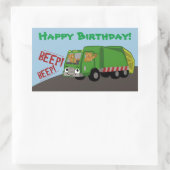Sticker Rectangulaire Camion d'ordures d'anniversaire (Sac)