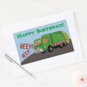Sticker Rectangulaire Camion d'ordures d'anniversaire (Enveloppe)