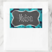 Sticker Rectangulaire Camo Turquoise foncé ; aspect tableau noir (Sac)