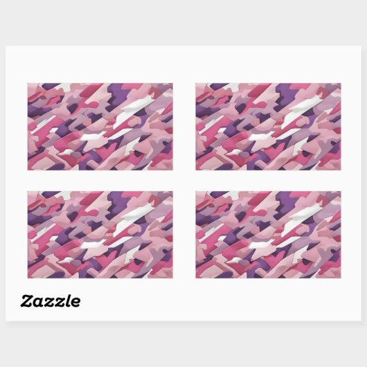 Sticker Rectangulaire camoflage blanc rose violet (Feuille)