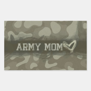Sticker Rectangulaire Camouflage Armée Maman Coeur d'amour