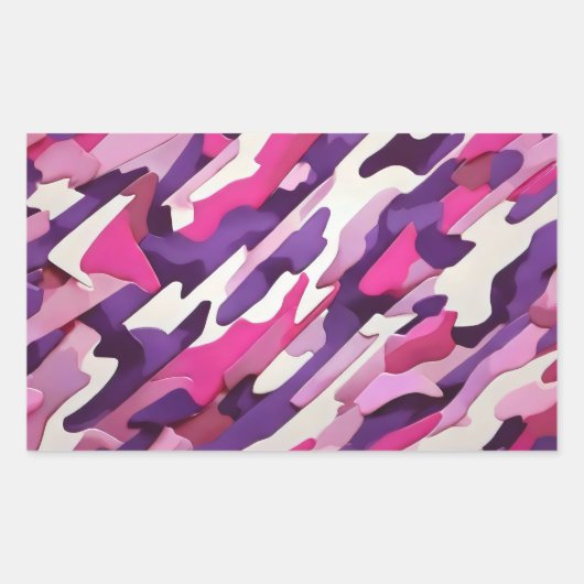 Sticker Rectangulaire camouflage blanc rose violet (Devant)