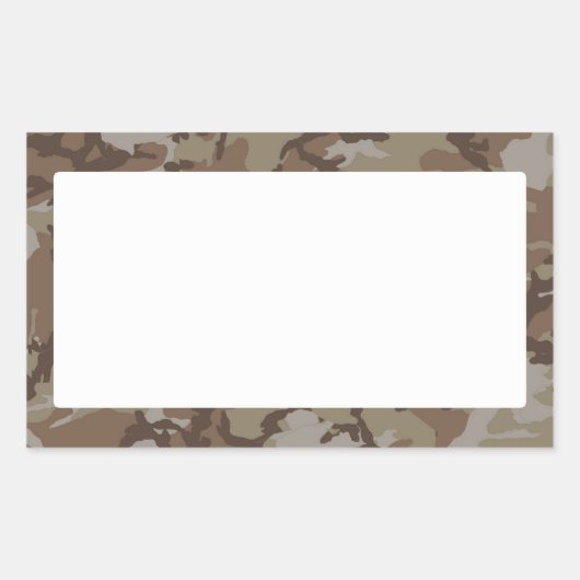 Sticker Rectangulaire Camouflage du désert des bois (avec blanc) (Devant)