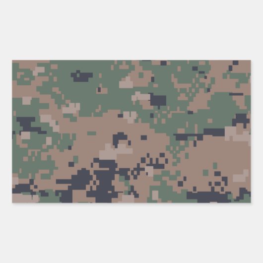 Sticker Rectangulaire Camouflage numérique en bois (Devant)