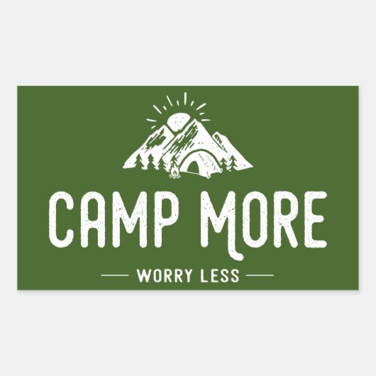 Sticker Rectangulaire Camp Plus S'Inquiéter Moins (Devant)