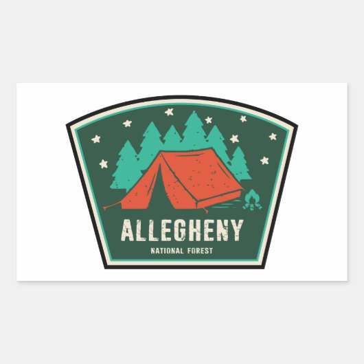 Sticker Rectangulaire Camping forestier national Allegheny (Devant)